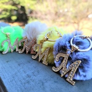 Pom Keychain with Initial M